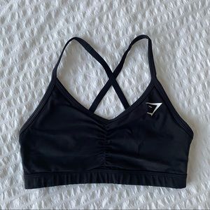 GymShark small black ruched sports training bra